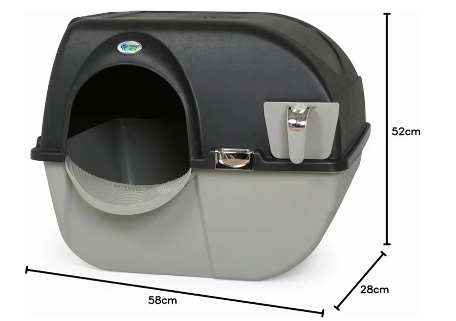 Dimensions de la litière Omega Paw Elite Roll'n Clean : 47 x 54,6 x 50,8 cm