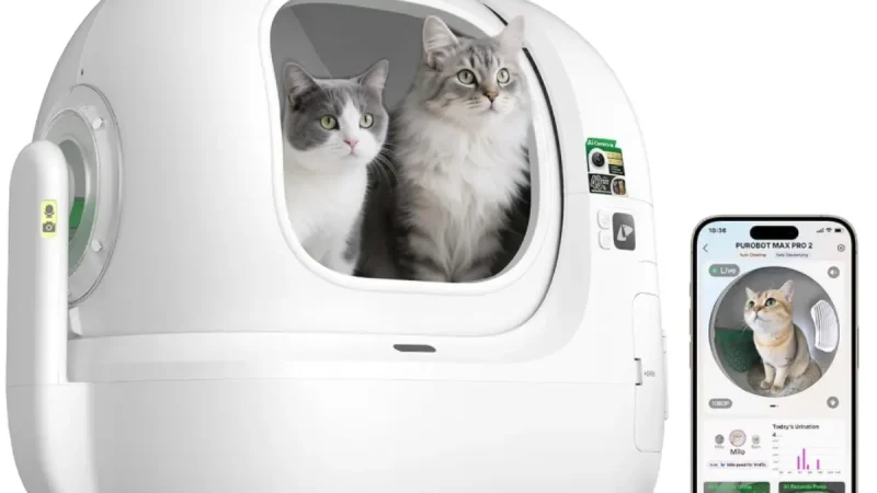 PETKIT Purobot Max Pro 2 : litière automatique connectée avec caméra, coloris blanc